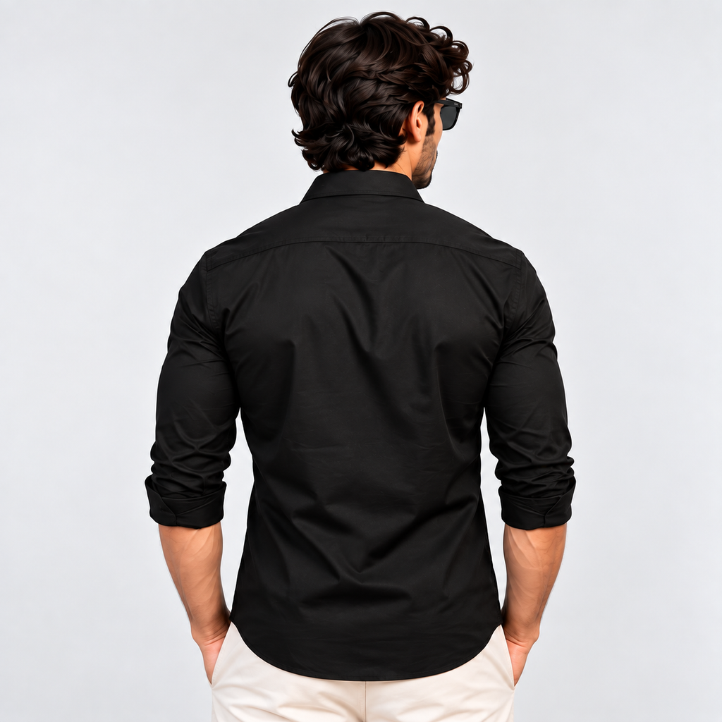 Naik Lake Premium Cotton Shirt – Black