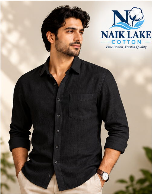 Naik Lake Premium Linen Shirt – Black